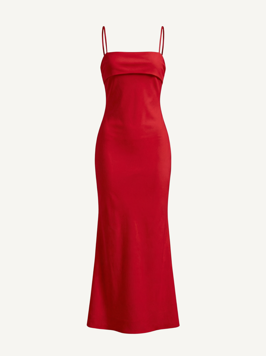 Dale Folded Straight Neck Slip Maxi Dress