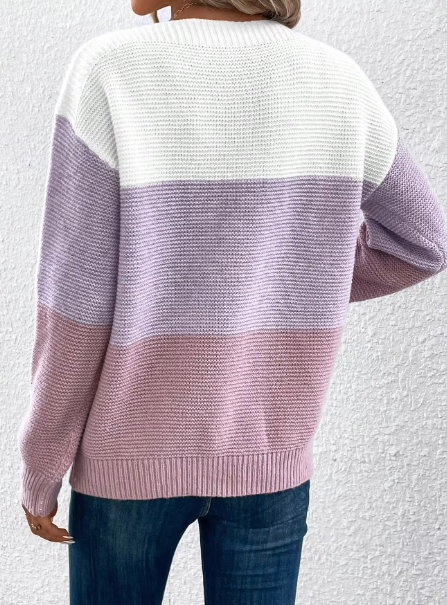 Caterina Pastel Color Block Crew Neck Sweater