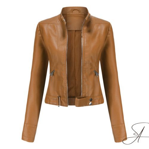 Fatima Cropped Faux Leather Moto Jacket