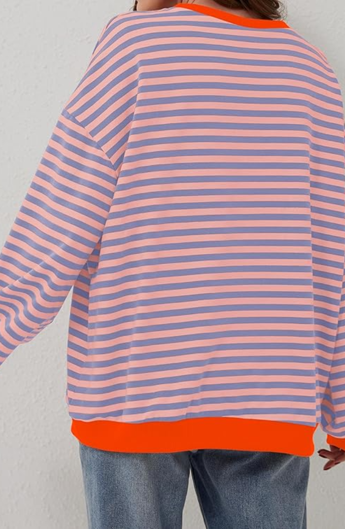 Yseult Striped Contrast Trim Sweatshirt
