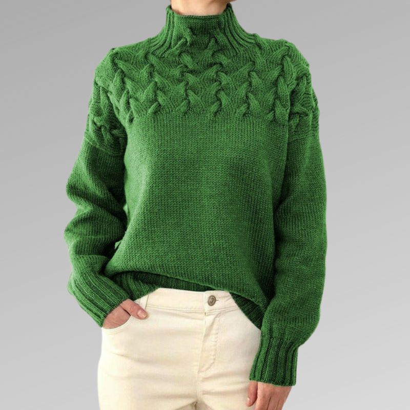 Fenella Cable Knit Mock Neck Sweater