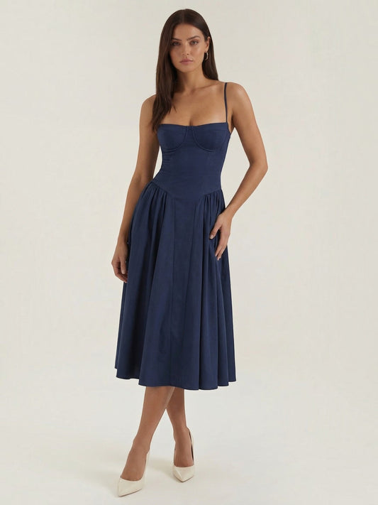 Odette Corset Style Strappy Midi Dress