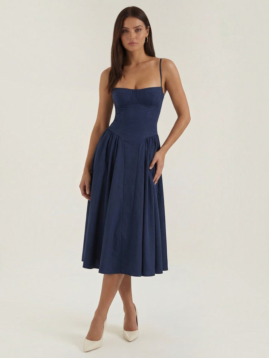 Odette Corset Style Strappy Midi Dress