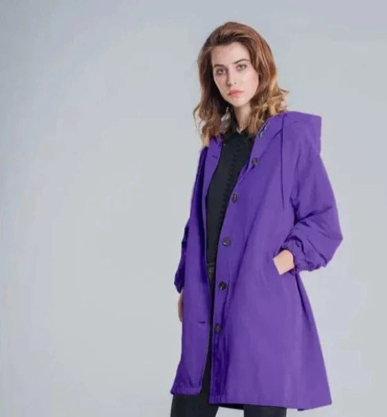 Benedetta Oversized Hooded Windbreaker Rain Jacket