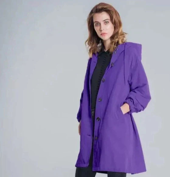 Benedetta Oversized Hooded Windbreaker Rain Jacket
