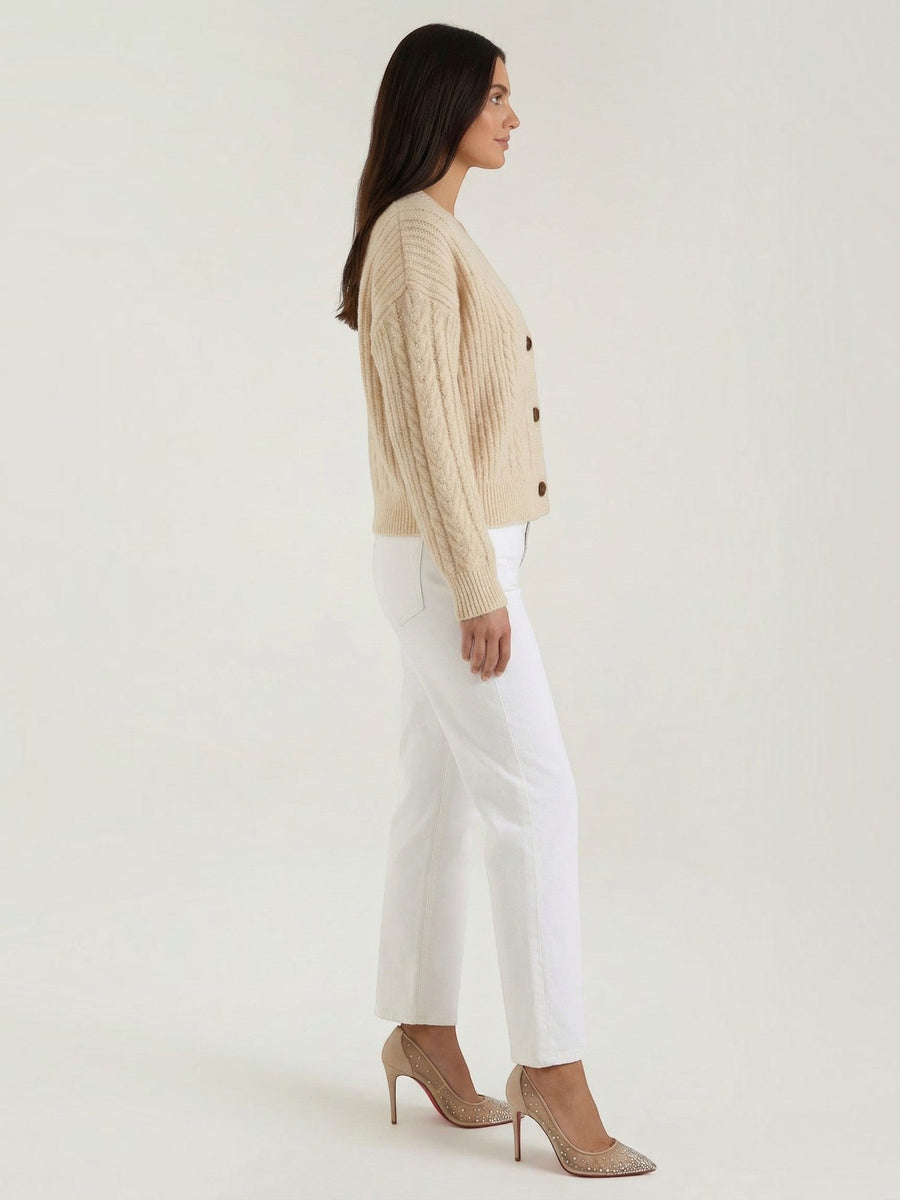 Janet Cable Knit Wooden Button Cardigan