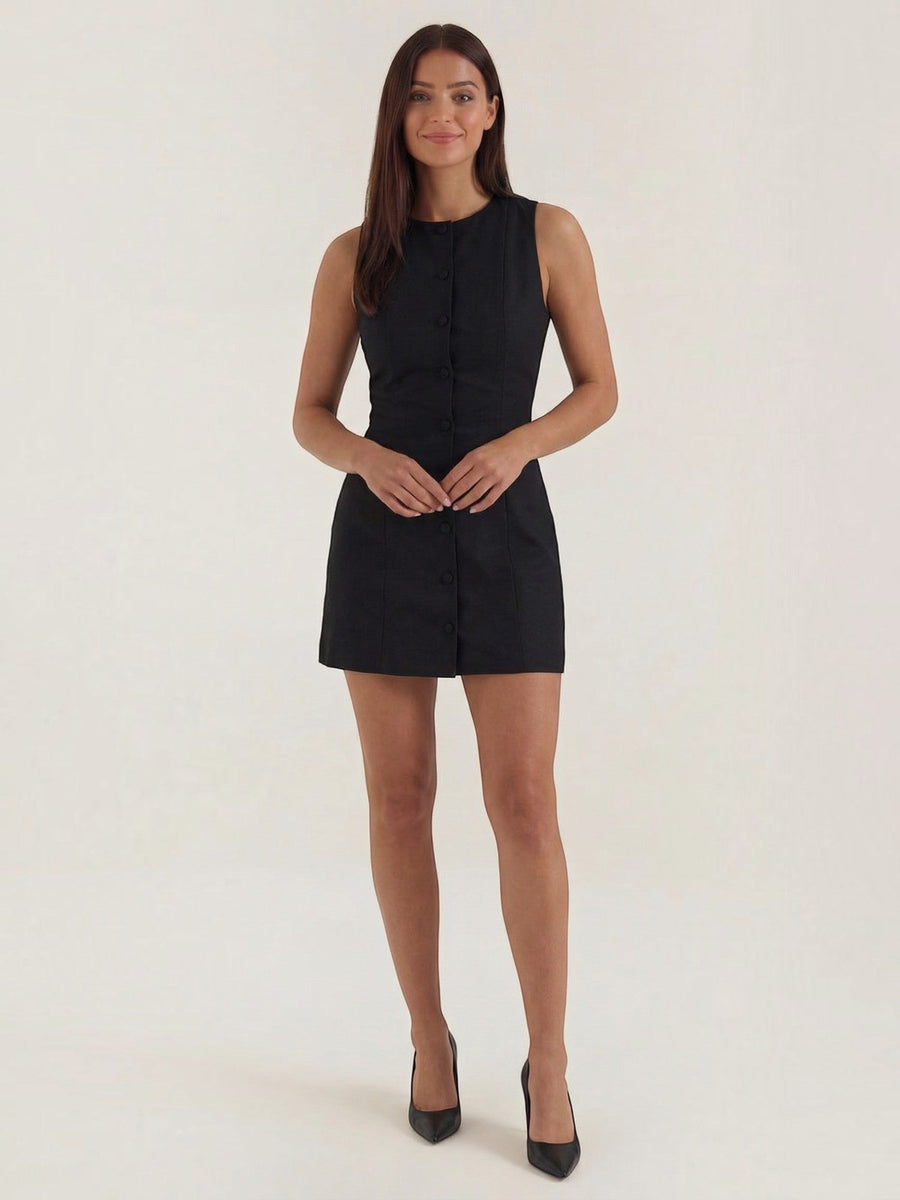 Patricia Button Front Sleeveless Mini Dress