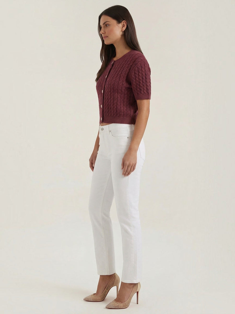 Faith Cable Knit Cropped Cardigan