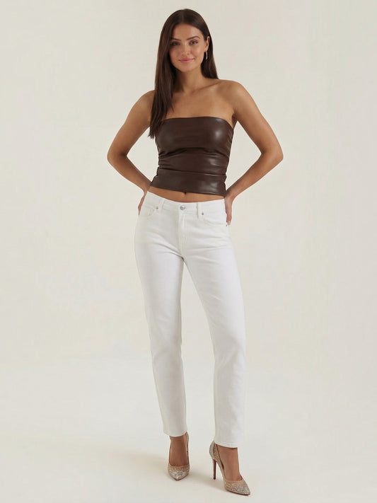 Cassie Faux Leather Corset Style Bandeau Top