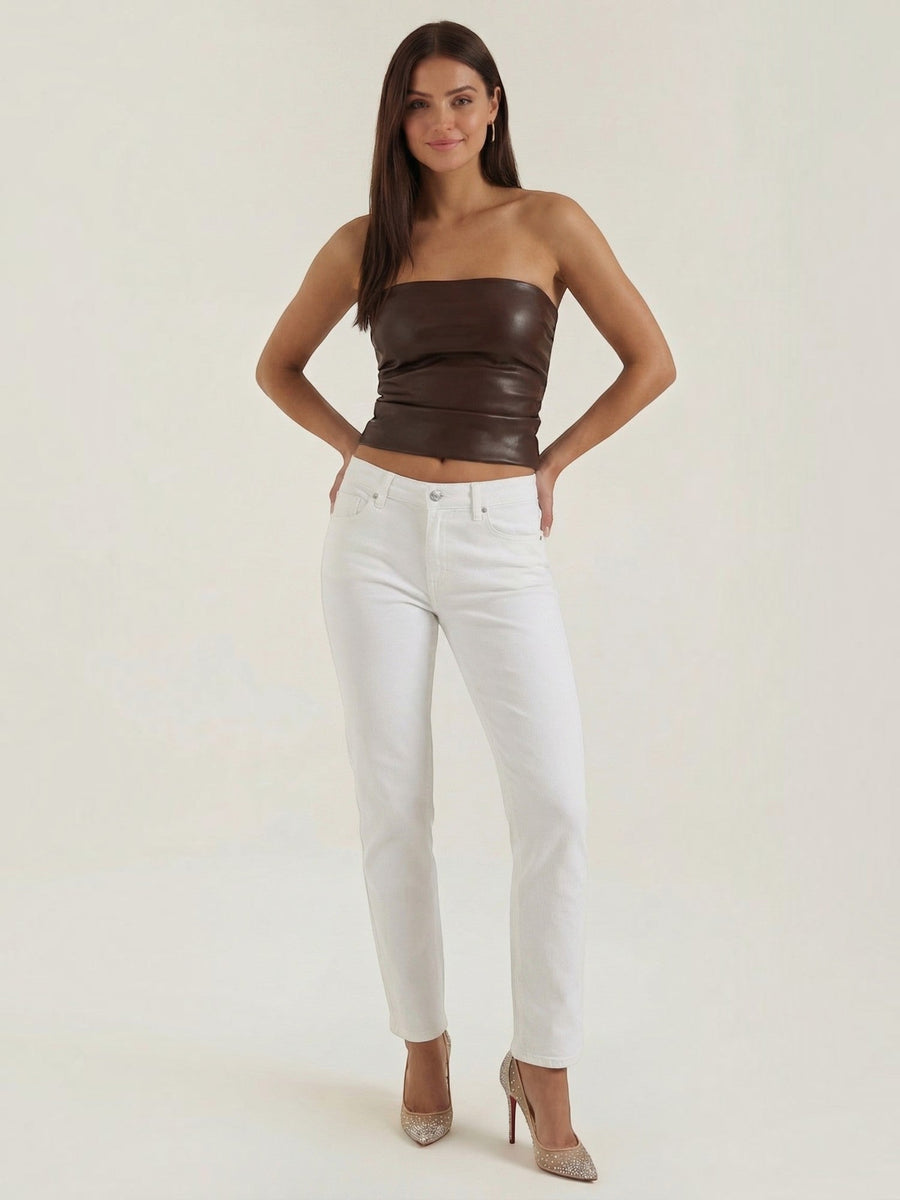 Cassie Faux Leather Corset Style Bandeau Top