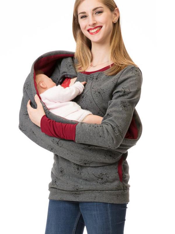 Swantje Cowl Neck Nursing Zip Maternity Tunic Sweatshirt