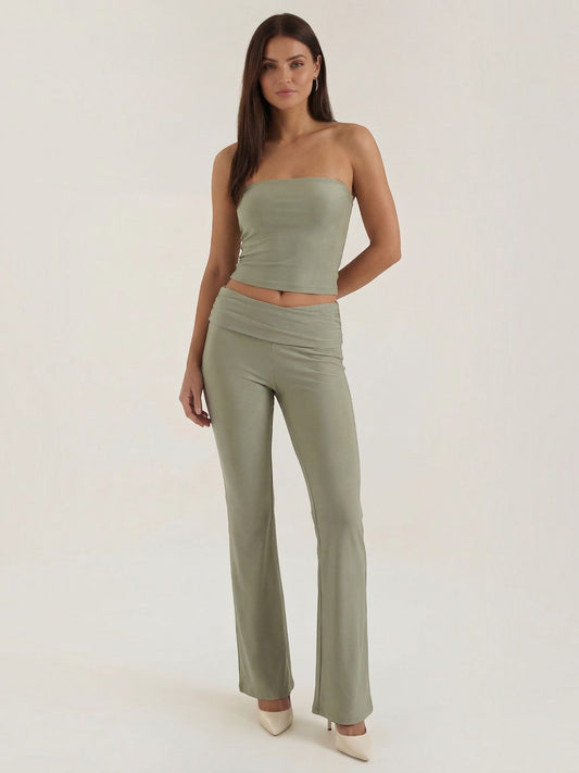 Amelie Bandeau Top and Flare Pants Set