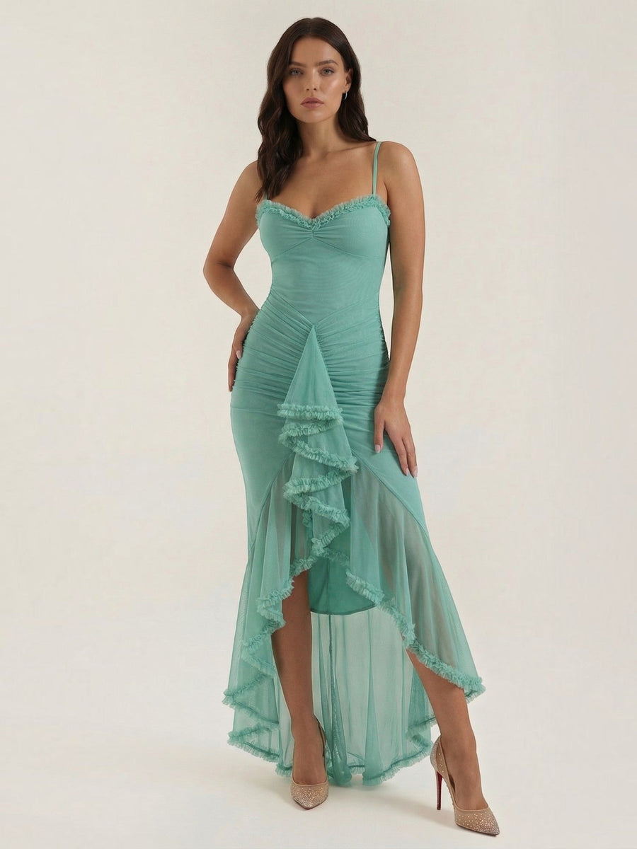 Wisteria Ruffle High Low Maxi Dress