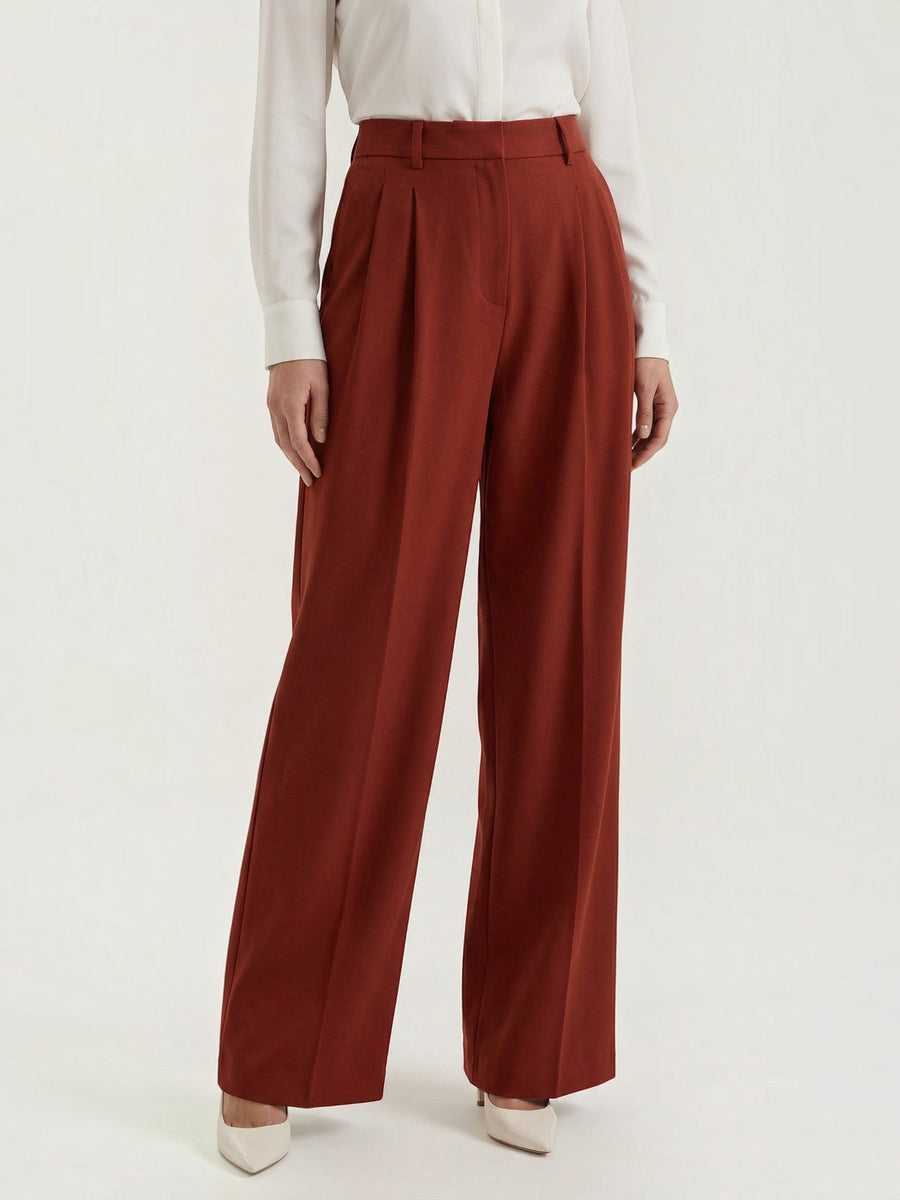 Hazel High Waisted Wide Leg Pants with Crease