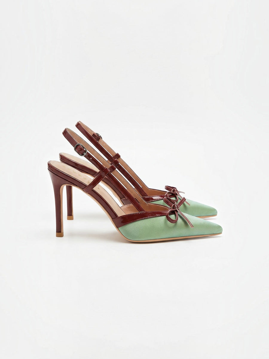 Rebecca Satin Bow Slingback Pumps