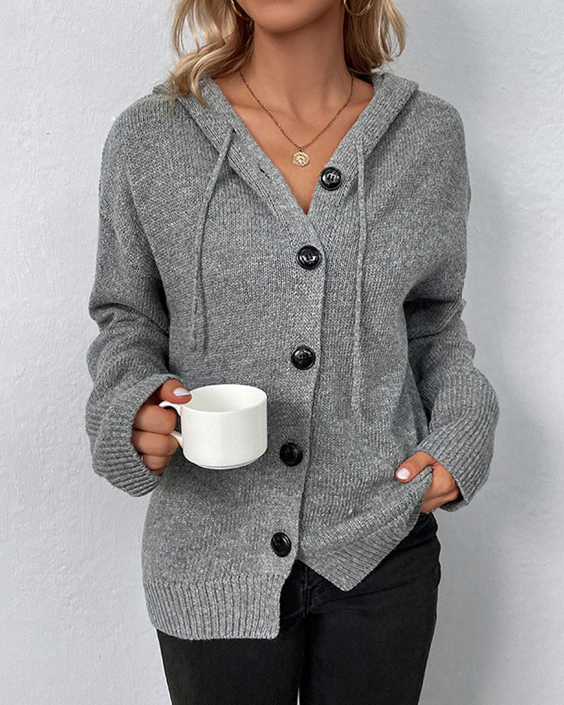 Corina Hooded Drawstring Knit Cardigan