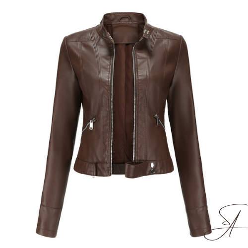 Fatima Cropped Faux Leather Moto Jacket