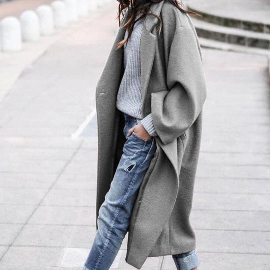 Elaina Oversized Wide Collar Open Front Coat