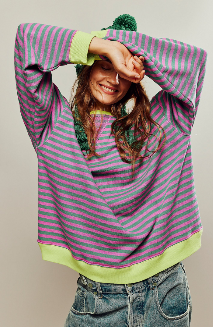 Yseult Striped Contrast Trim Sweatshirt