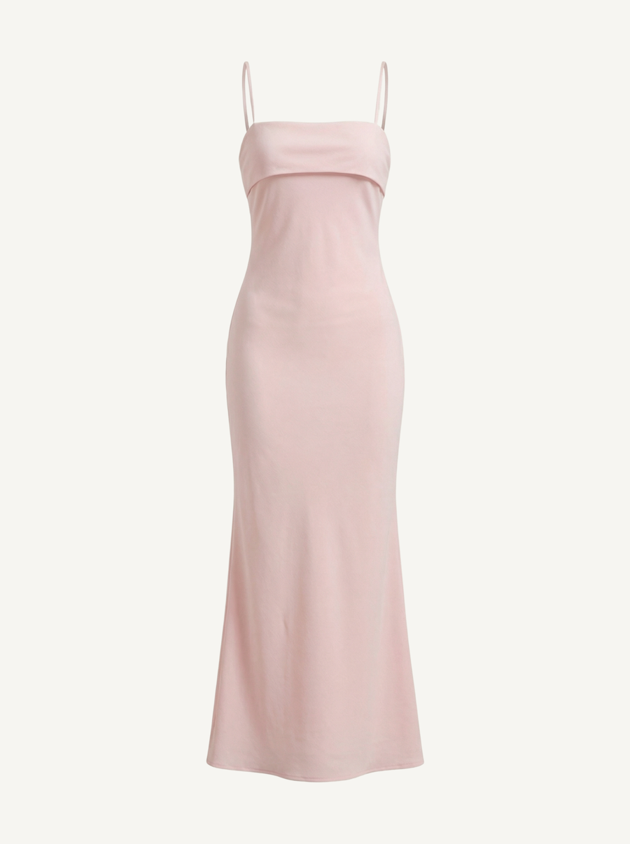 Dale Folded Straight Neck Slip Maxi Dress