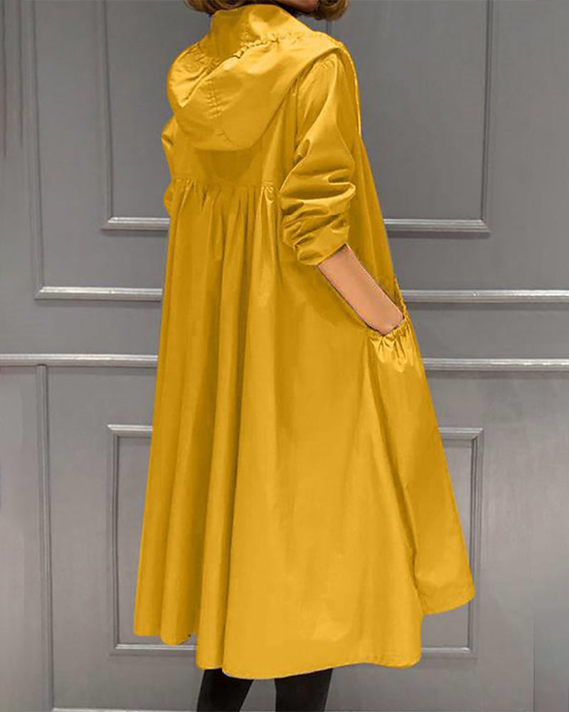 Hildur Water Resistant Long Hooded Trench Coat