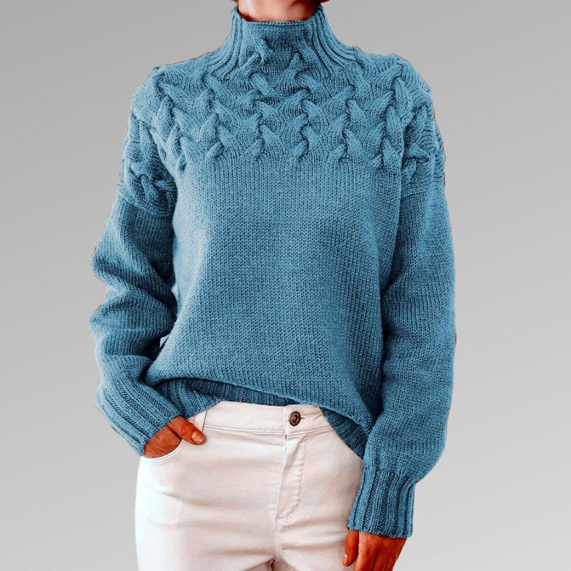 Fenella Cable Knit Mock Neck Sweater
