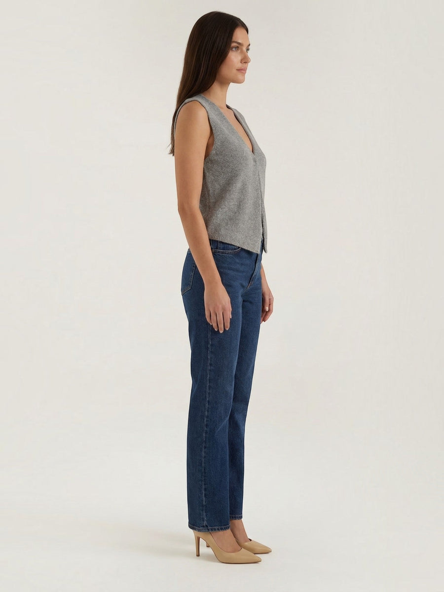 Sharon Open Front V Neck Knit Vest