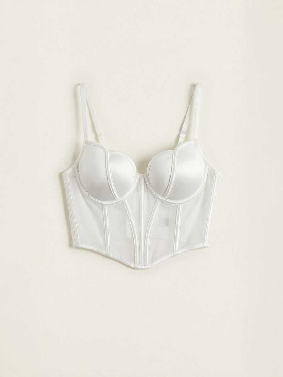 Penelope Mesh Panel Corset Crop Top