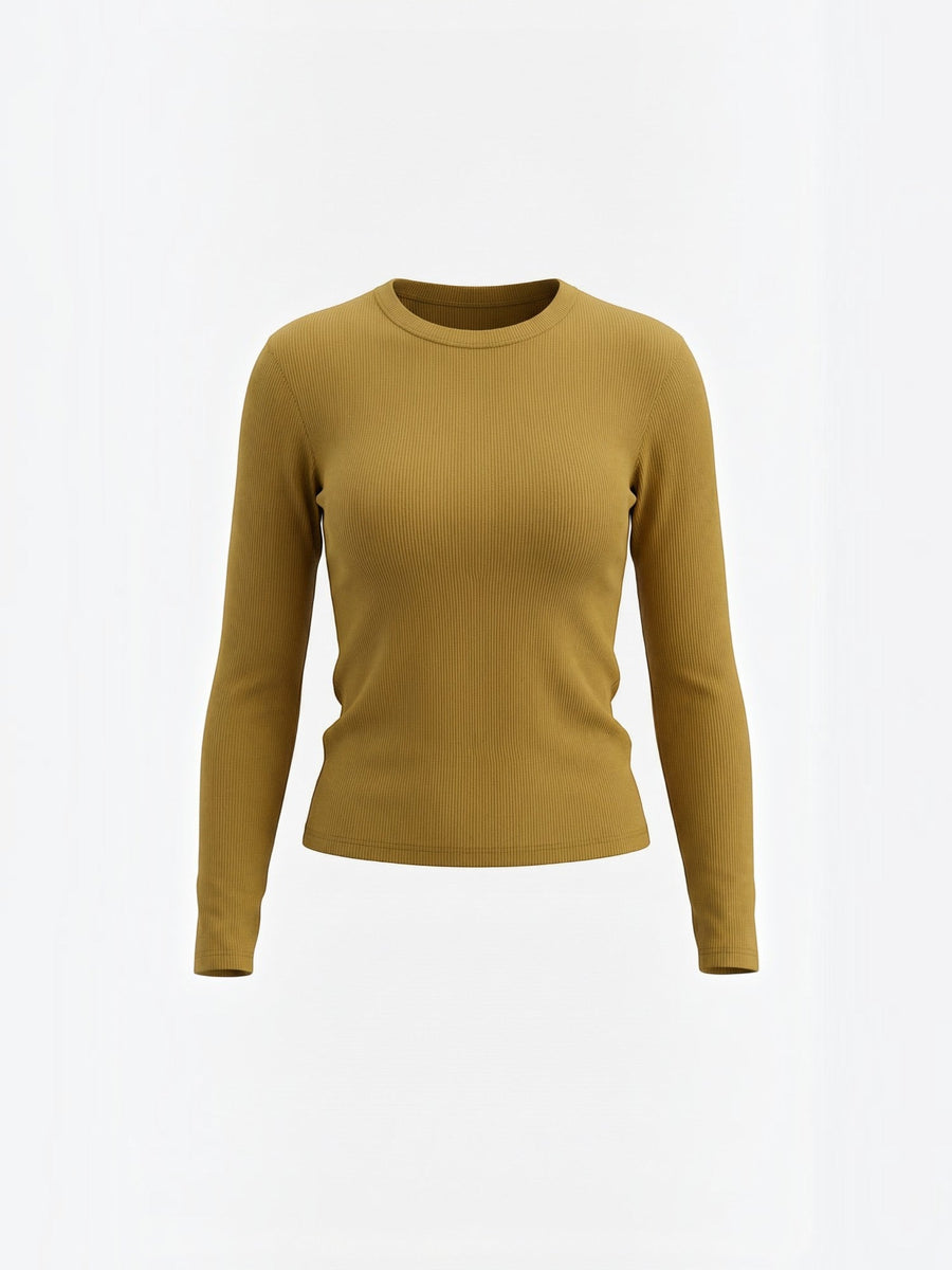 Freya Ribbed Round Neck Long Sleeve Top