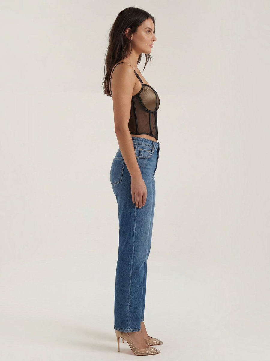 Penelope Mesh Panel Corset Crop Top