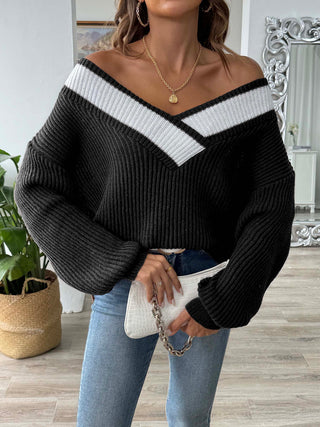 Raquel - Autumn knitted jumper - Drop-shoulder style