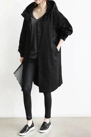 Benedetta Oversized Hooded Windbreaker Rain Jacket
