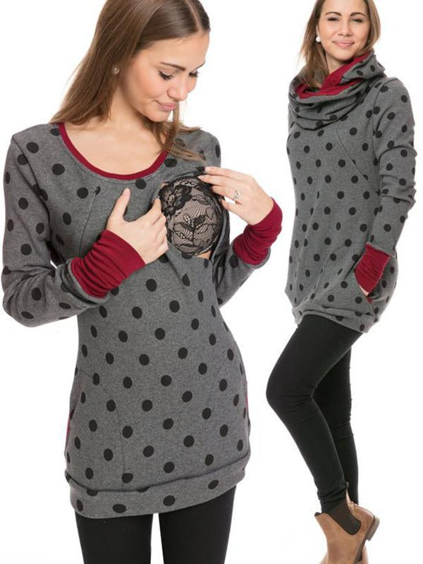 Swantje Cowl Neck Nursing Zip Maternity Tunic Sweatshirt
