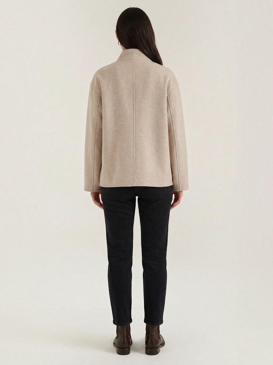 Pamela Stand Collar Double Breasted Short Jacket