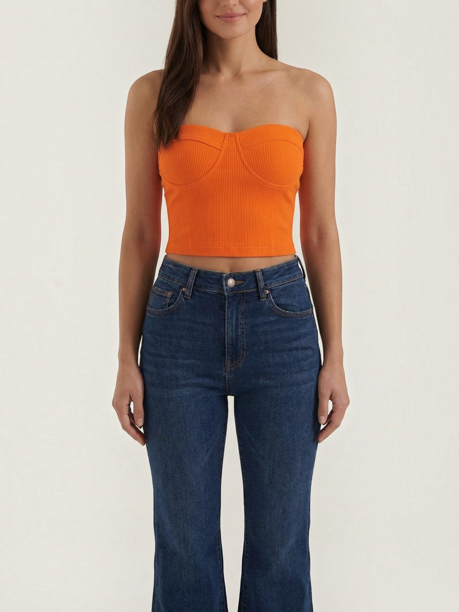 Hermione Strapless Corset Style Knit Top