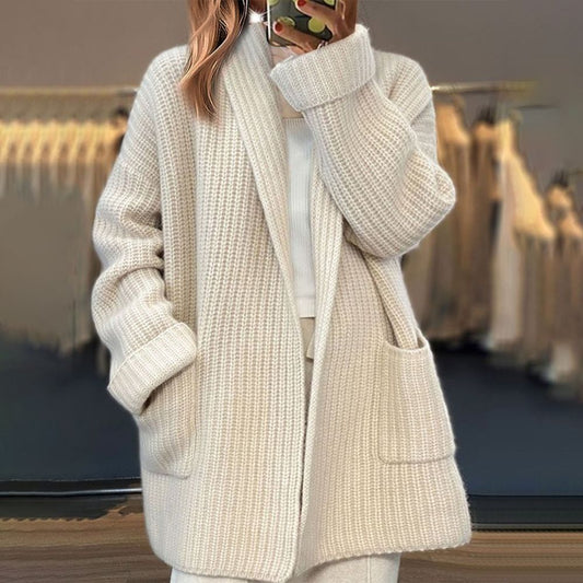 Laetitia Longline Ribbed Open Front Cardigan