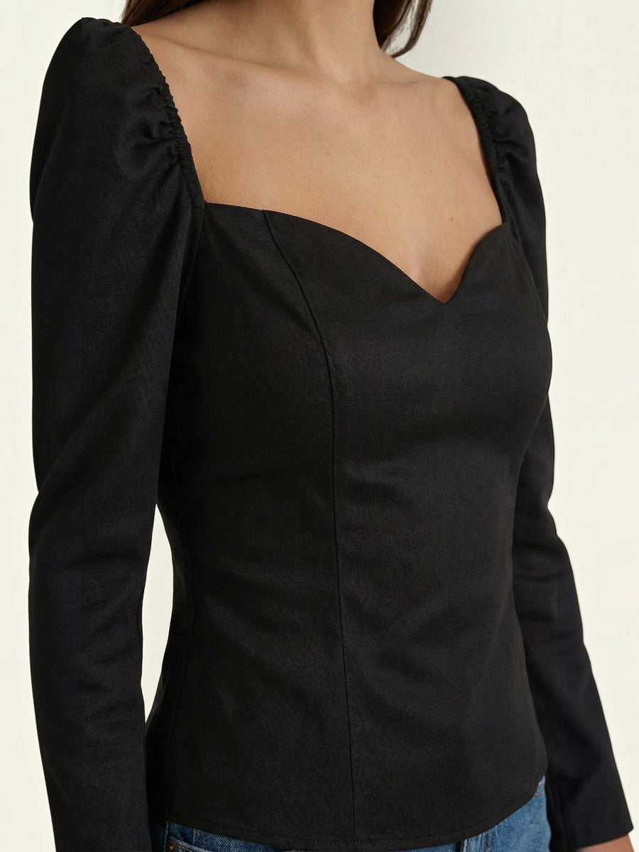 Xenia Sweetheart Neck Puff Sleeve Top