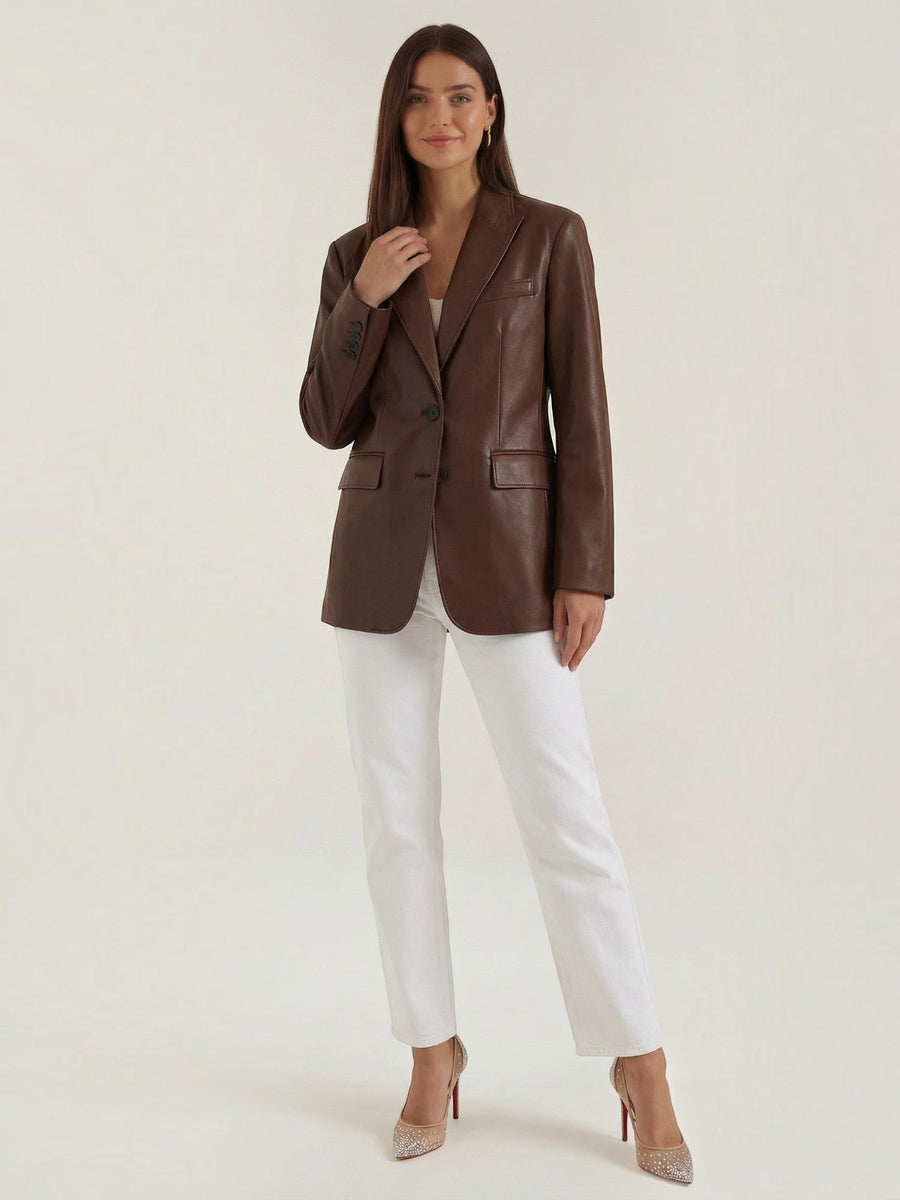 Catherine Faux Leather Oversized Blazer