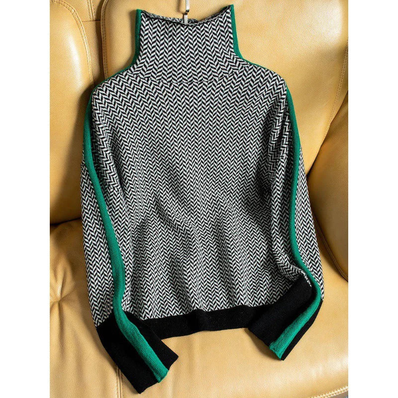 Marlotte Zigzag Pattern Turtleneck Sweater