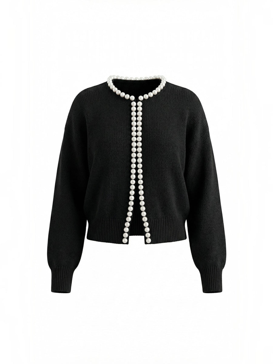 Caroline Pearl Trim Knit Cardigan