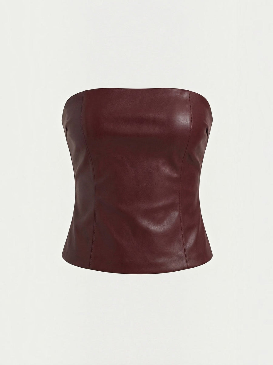 Cassie Faux Leather Corset Style Bandeau Top