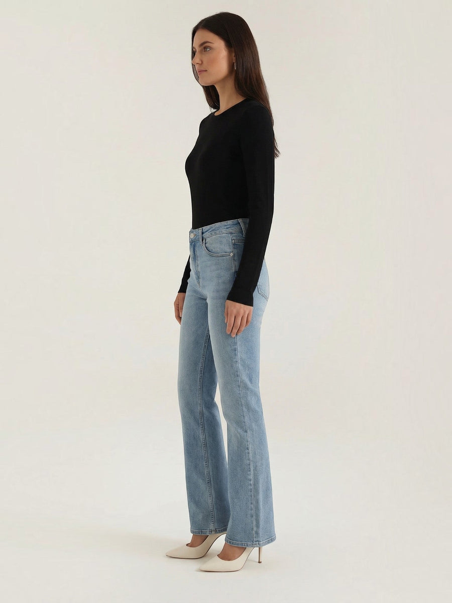 Freya Ribbed Round Neck Long Sleeve Top