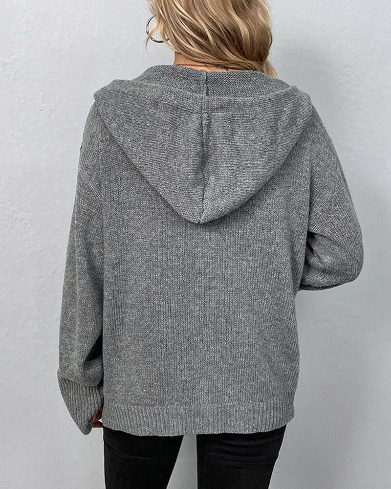 Corina Hooded Drawstring Knit Cardigan