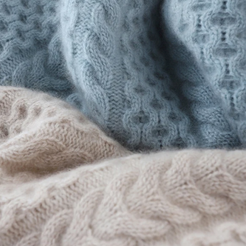 Blanche Cable Knit Plaid Turtleneck Sweater