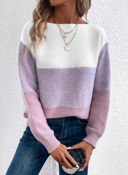 Caterina Pastel Color Block Crew Neck Sweater
