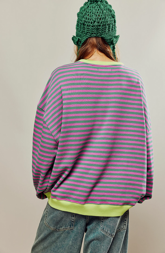 Yseult Striped Contrast Trim Sweatshirt