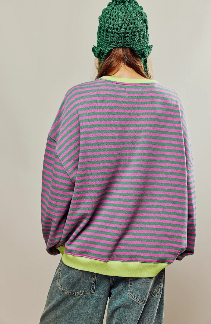 Yseult Striped Contrast Trim Sweatshirt
