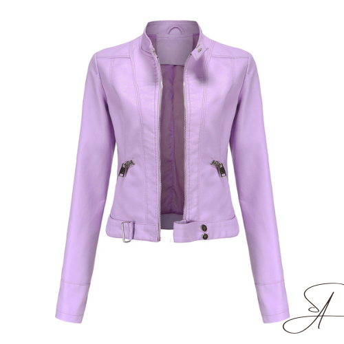 Fatima Cropped Faux Leather Moto Jacket