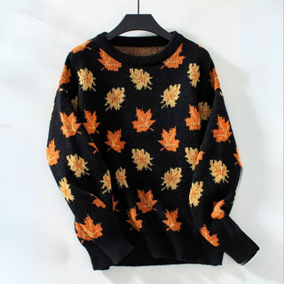 Willow - Knitted jumper - Autumn leaves pattern