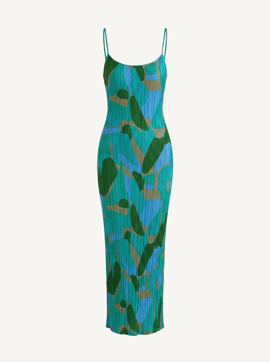 Henrietta Pleated Spaghetti Strap Maxi Dress